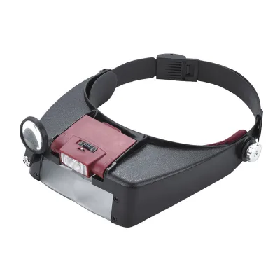 Head-mounted Magnifier with 2 LED Lights Suitable for Watch Repair, Microblading, Embroidery, and Wig Application