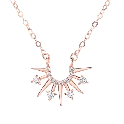 925 Sterling Silver Sunburst Star Pendant Necklace Unisex Trendy Celestial Jewelry Zircon Clavicle Chain Rose Engagement Party
