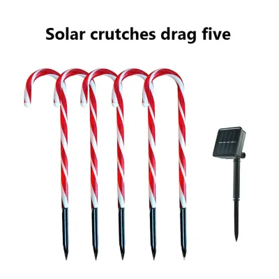 37cm 5in1 Solar Christmas Candy Cane Pathway Markers, XmasStake Lights Outdoor for Walkway Garden Lawn Holiday Decoration
