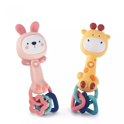 HYUE TOYS Kids Educational Teething Babies Silicone Music Toy Set Infant Giraffe Kid Cartoon Baby Rattle