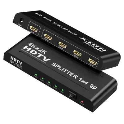 1x4 HDTV Splitter with Cascading Function, Compatible with HDTV 1.3b, Plug-and-Play