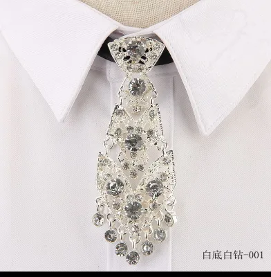 Special Adjustable Rhinestone Tie Fashion Short Length Metal Short Tie Shining Crystal Neckties Wine Party