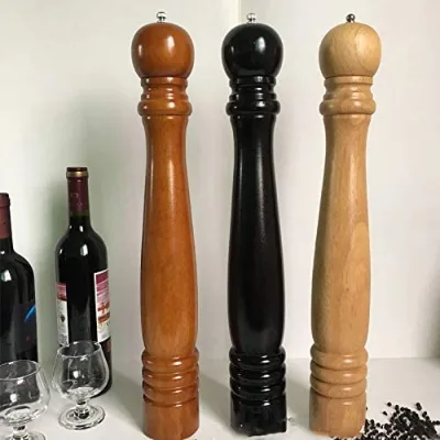 Wholesale Eco-Friendly 20inch 50cm Super Big Oak Wooden Salt Pepper Mills Stainless Steel Core Press Handle Kitchen Accessories