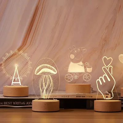 Christmas Decorations 3d Illusion Led Acrylic Lamp Night Light