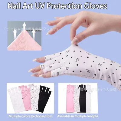 Cross-Border Nail Gloves Anti-UV Lamp UV Anti-Baking Black Half Exposed Finger Breathable Phototherapy Heating Lamp Gloves