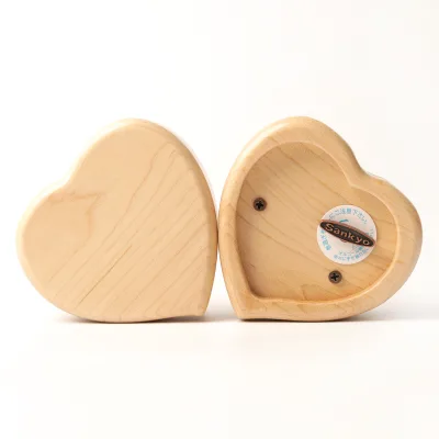 Diy Engraving Love-shaped Mirror Music Box Wooden Heart-shaped Musical Box