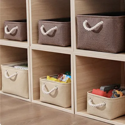 Pet Dog and Cat Organizer Capacity Fabric Foldable Sides with Twine Handles Rectangle Toy Storage Box