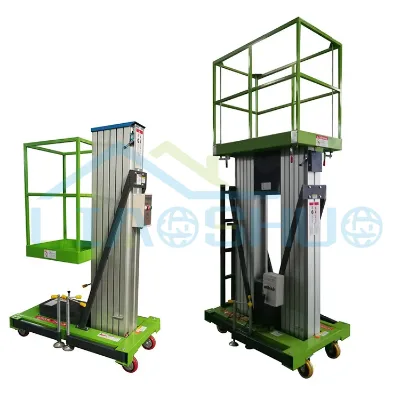 High Altitude Glass Curtain Wall Cleaning 14m Hydraulic Electric Lifting Work Platform Mobile Aluminum Alloy Double Mast Lift