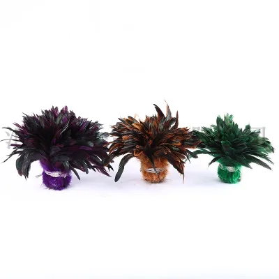 Factory Direct Multi-Color Dyed Chicken Rooster Saddle Hackle Bleached Cock Feather for Craft Wedding Home or Party
