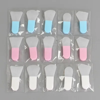 Cosmetic Beauty Silicone Fan Brush with Plastic Short Handle for Face Mud Mask Application-Mini Facial Tool