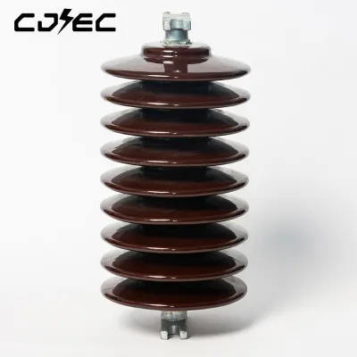 High Voltage Porcelain Strain Insulators Brown Porcelain Insulators 9 Sheds 33kV P-13 Post Porcelain Insulator