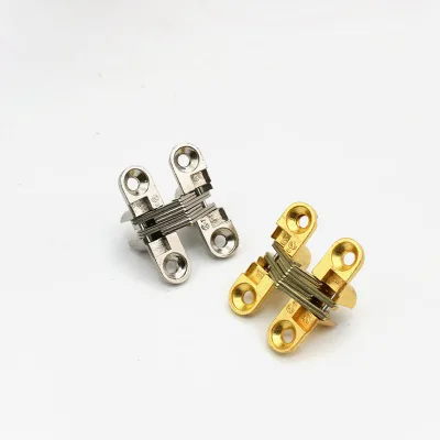 Small Zinc Alloy Modern Cross Hinge for Kitchen Cabinets Hidden Folding Door Hinge with 180 Degrees Opening Easy Installation