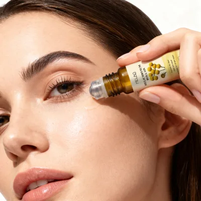 Vitamin C Hyaluronic Acid Caffeine Anti Aging Eye Serum Men Dark Circle Removal Roll on Under Eye Serum Eye Roller Serum