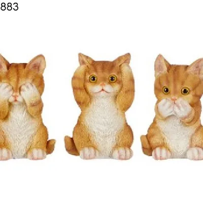 Garden Cat Statue Decorative Resin Cat Cute Kitty Statue Set Outdoor Decor