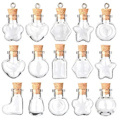 Mini Shaped Bottle Wooden Stopper Wishing Bottle Transparent Glass Bottle Pendant Small Shape