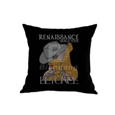 Custom Rhinestone Heat Transfer Cow Girl Design Rhinestone Transfer Hot-Fix Custom Rhinestone Transfers for Pillow Cover