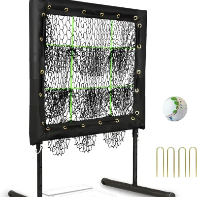 Baseball Practice Net  Nine-hole Throwing Net Thickened Heavy Fluorescent Polyester Rope Handball Sandbag Target