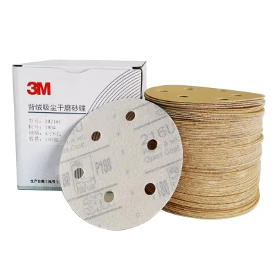 3M216U 5-Inch 125mm 125 Grit 100 Mesh Abrasive Sandpaper Discs 100 Pieces/Box Wear-Resistant & Durable for Car Sanding