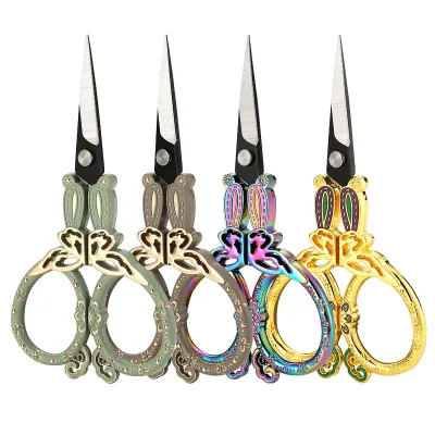 Multi Color Butterfly Cut Embroidery Scissors Retro Small Shears for Wedding Fabric Sewing Handcraft Thread Cutting