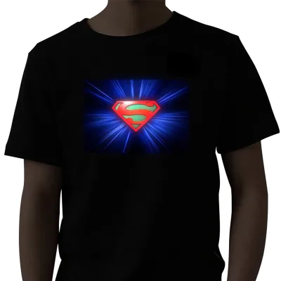 Halloween Party Promotion EL T Shirt USB Rechargeable Sound Activated LED Flashing T-shirt