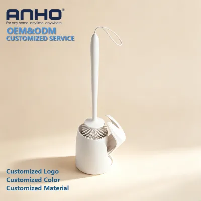 Quick-Drying Toilet Brush with Holder, White HIPS Construction, Ventilated Base for Home & Hotel Bathrooms