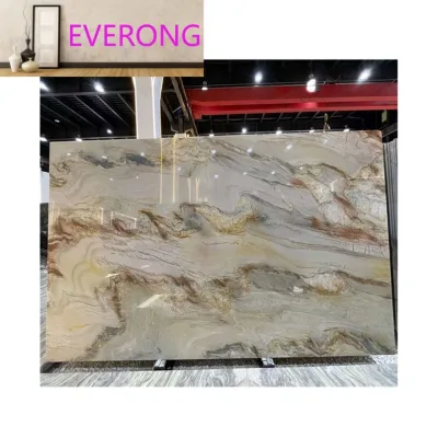 exotic grey fusion red quartzite slab for villa decoration