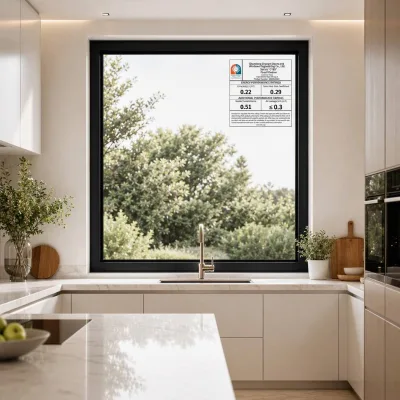 Wind Tight Thermal Break Aluminum Fixed Window With Tempered Insulated Glass for Multi-story Apartment Buildings