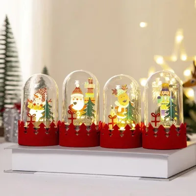 Christmas Decoration LED Luminous Wooden Ornaments Christmas Gifts Santa Claus Elk Ornaments Night Color