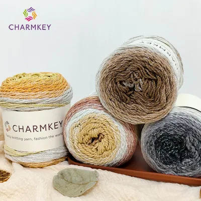 High Quality Cake Yarn Rainbow Color Summer Cheese Metallic Yarn Silver Cotton Polyester for Knitting Hand Crochet Yarn