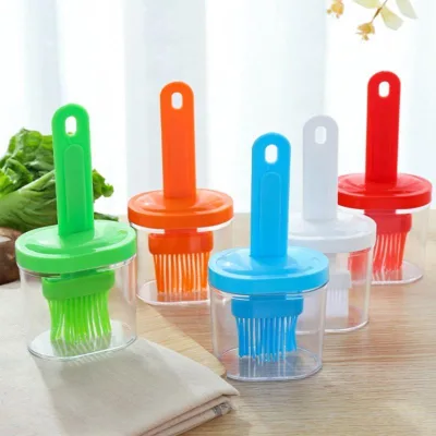 2 in 1 Silicon BBQ Grill Brush Barbecue Baking Brush Silicone Oil Brush with Bottle