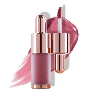 Custom Private Label High Pigment Shimmer Glitter Long Lasting Waterproof  Duochrome Single Vegan Liquid Blush Smooth Lip Gloss