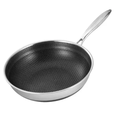 Luxury 18/8 Stainless Steel Frying Pan Ceramic Coating PFAS Free Eco Friendly Nonstick Induction Cookware