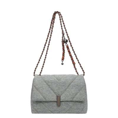 New Fashion Women Denim Handbag Purse square Clutch Bag with Chain Shoulder Strap