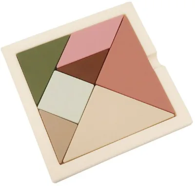 High Quality Silicone Baby Puzzle Educational TangramToy for Kids, Popular Silicone Kids Toy