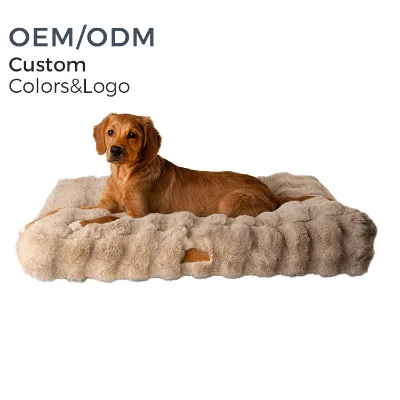 Hot Sale Washable Rabbit Faux Fur Rectangle Warm Soft Dog Cushion Removable Cover Luxury Pillow Dog Cats Beds