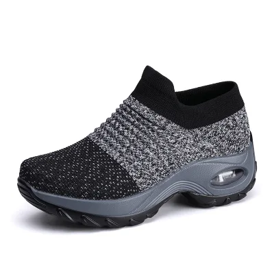 Womens Walking Shoes Knitted Upper Cotton Fabric Lining PU Midsole Rubber Outsole Slip on Casual Shoes for Daily Wear Women