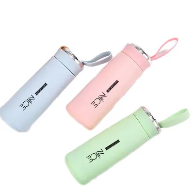 Factory Wholesale Tea Water Bottle Glass Drinking Water Bottle 400ml Glass Vacuum Cupping 13oz Glass Thermos Cup