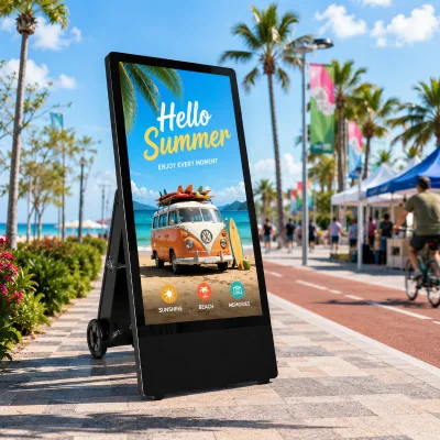 Digital Signage Factory 43 55 Inch Outdoor Portable Battery Powered Smart LCD Poster Display Screen 1500 Nits IP65 Kiosk