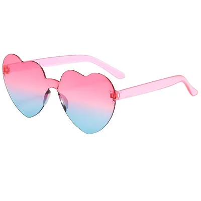 Heart-Shaped Comfortable Rimless Sunglasses Transparent Candy Color Frameless Eyewear Love Glasses