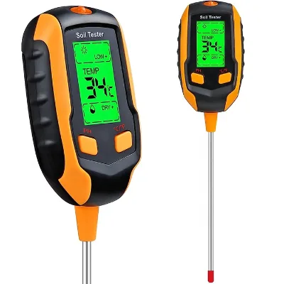 4-in-1 Multifunctional Soil Tester Plant Temperature Soil Moisture PH Meter Sunlight Intensity Environment Humidity LCD Display
