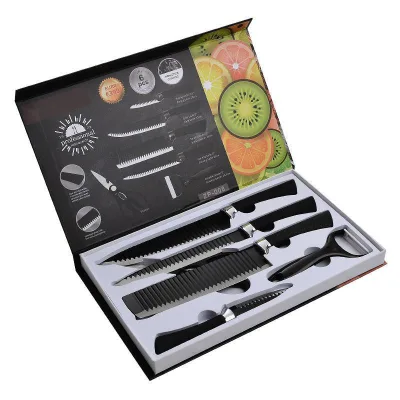 Home Knife Set - Black Wave 238A 6-piece Set - Knife for Fruits Bread Cooking Chopping and Kitchen Use