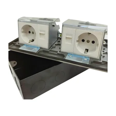 Premium Hidden Floor Power Outlet with Double Socket Modules and Safety Terminal Design for Modern Interior Projects