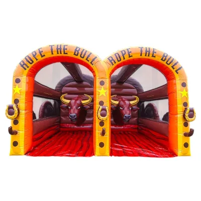 Customized Color Logo Bull Themed Inflatable Ring Toss Portable Sport Game for Outdoor Commercial Use Adult Kids Event Rental