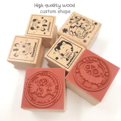 Manufacturer Custom Logo Book Stamp Personalized Cheap Round Library Retro Wooden Stamp High Quality Rubber Diary Wood Stamps