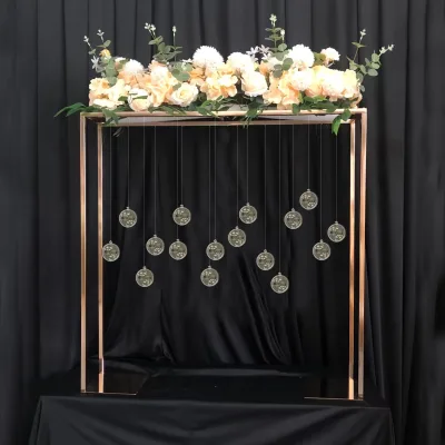 Golden Hangable Ornaments Wedding Flower Stand Wedding Centerpieces Table Decorations