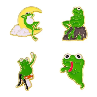 creative cartoon frog brooch moon frog exquisite badge gift