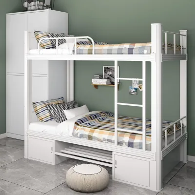 Adult Big Bunk Bed Big Ladder Bed for Adult Bunk Bed Staff with Cabinet Lit Superpose Hostel Tempat Tidur Susun Besi Katil 2