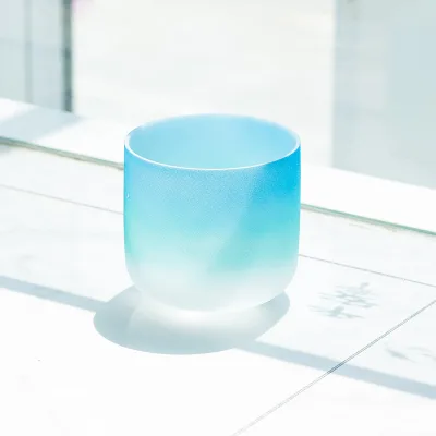 Blue White Crystal Singing Bowl for Yoga Meditation Sound Healing Stress Relief and Spiritual Decor for Energy Healing