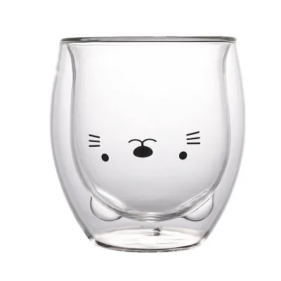 Cute Animal Double Wall Coffee Glass Cup High Borosilicate Tea Cup Glass