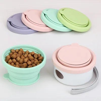Dog Outdoor Portable Three in One Grain Storage and Feeding Device Garbage Bag Folding Bowl Outdoor Travel Cup Pet Supplies